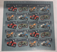 2005 US Postal ' American Motorcycles ' 39 Cent Postage Stamp Panel , 20 Stamps
