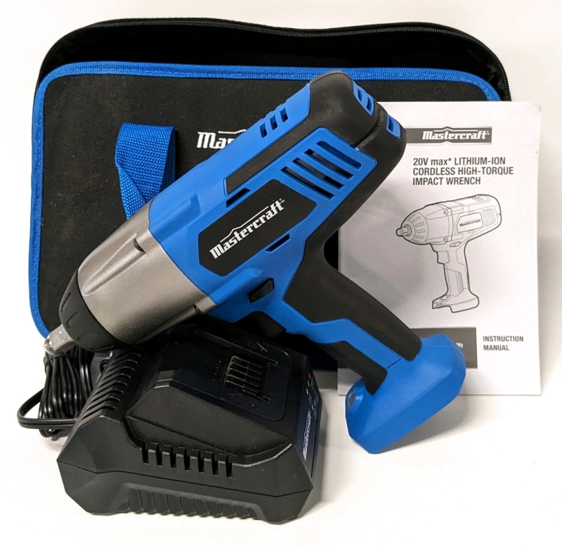 MasterCraft 20V max* Lithium-Ion Cordless High-Torque Impact Wrench with Charger & Case (w/o Battery)