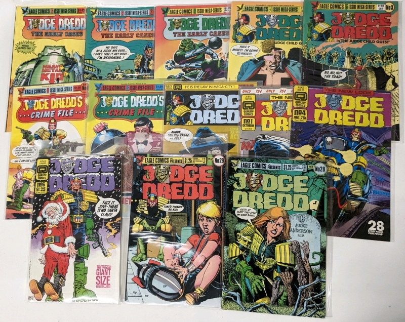 13 JUDGE DREDD Comics from Eagle & Quality Comics