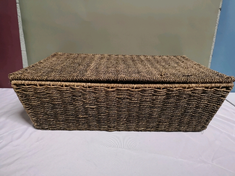 Large Woven Storage Bin with Lid