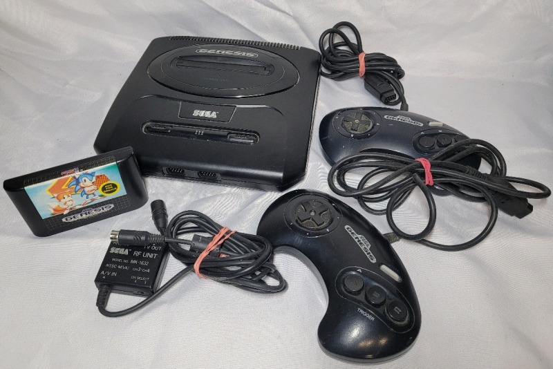 SEGA Genesis Game Console with Sonic 2 & Two (2) Controllers . No Power Cord
