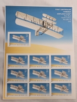 2003 US Postal ' First Controller Airplane Flight , Kitty Hawk ' 37 Cent Postage Stamp Panel , 10 Stamps