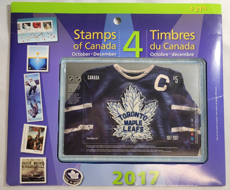 2017 Canada Post Toronto Maple Leafs & Stamps of Canada Sealed Set , Oct - Dec