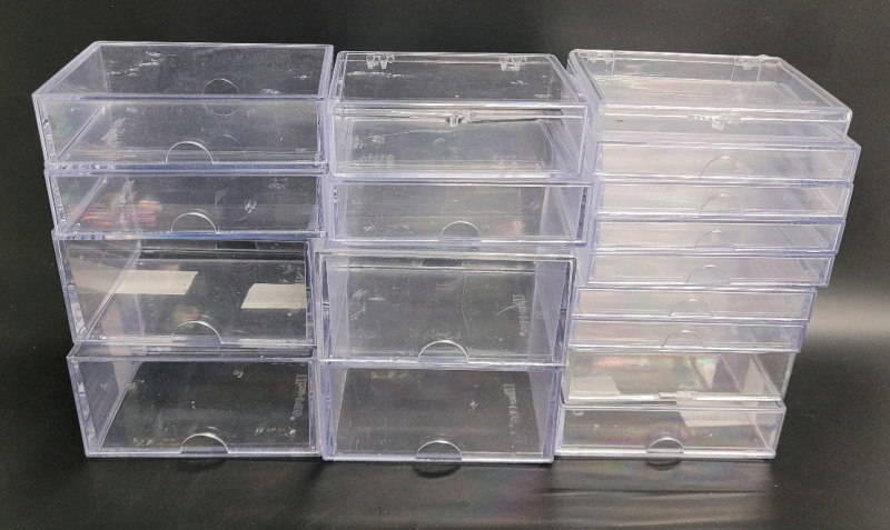 17 Clear Plastic Trading Card Cases , Various Sizes