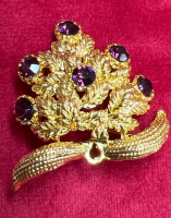 Christmas Tree Beautiful Purple Rhinestone Brooch