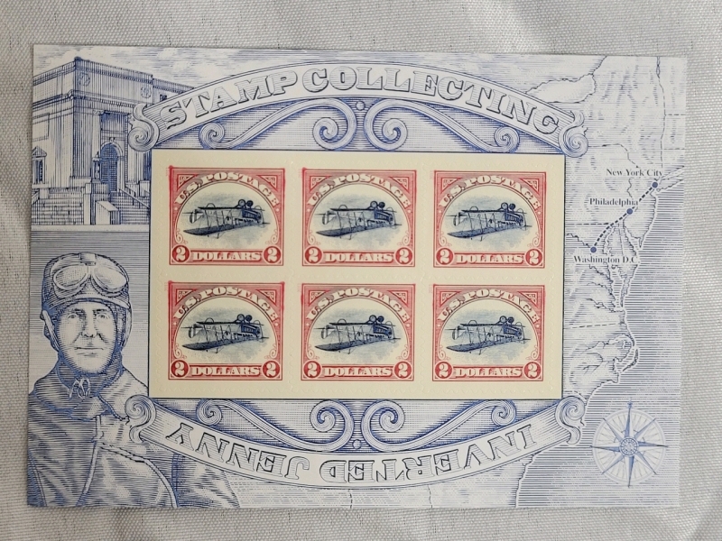 2013 US Postal ' Inverted Jenny ' $2 Two Dollar Postage Stamp Panel , 6 Stamps