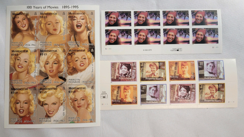 US Postal Service Famous American Women 37c Postage Stamps & UK Monroe Stamps