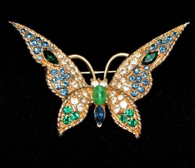 Boucher Cartier designer Crystal Butterfly Brooch C1950s