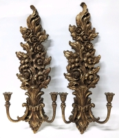 Twin Vintage 1973 SYROCO Wall Candle Sconce USA 4133