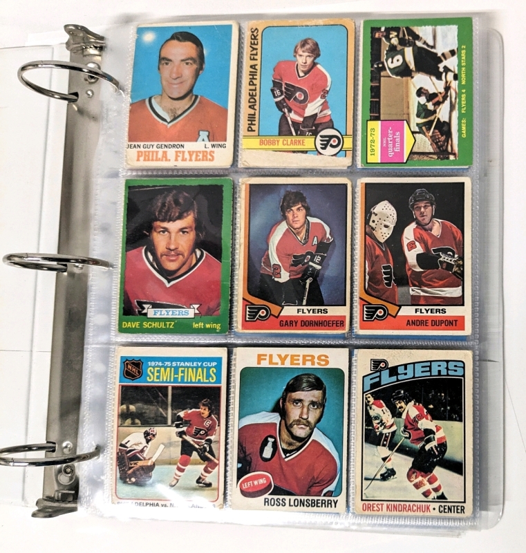 Binder of 1975-1996 Philadelphia Flyers NHL Hockey Cards (224 Cards - No Doubles!)