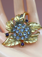 Vintage LISNER Rhinestone Cluster Brooch Alexandrite