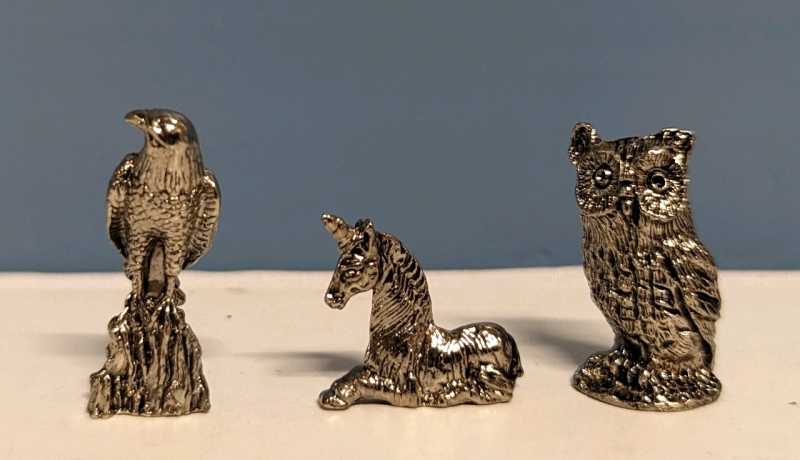 29 New Miniature Pewter Figures - Owls & Unicorns & Hawks