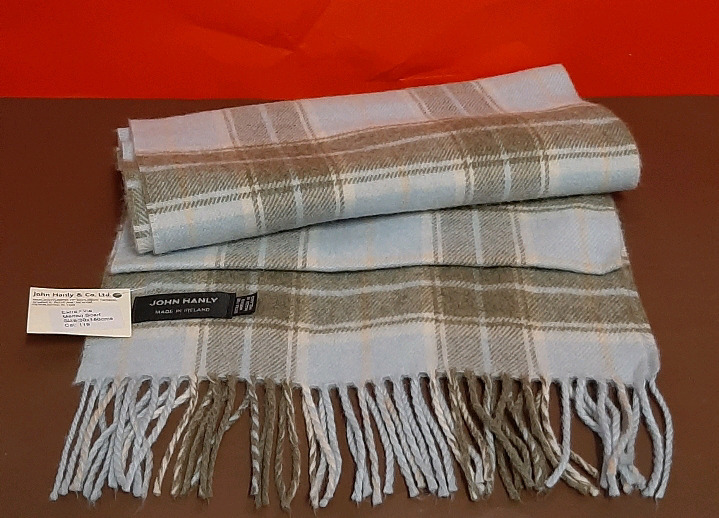 New with Tags John Hanley and Co Merino Wool Scarf with Fringe