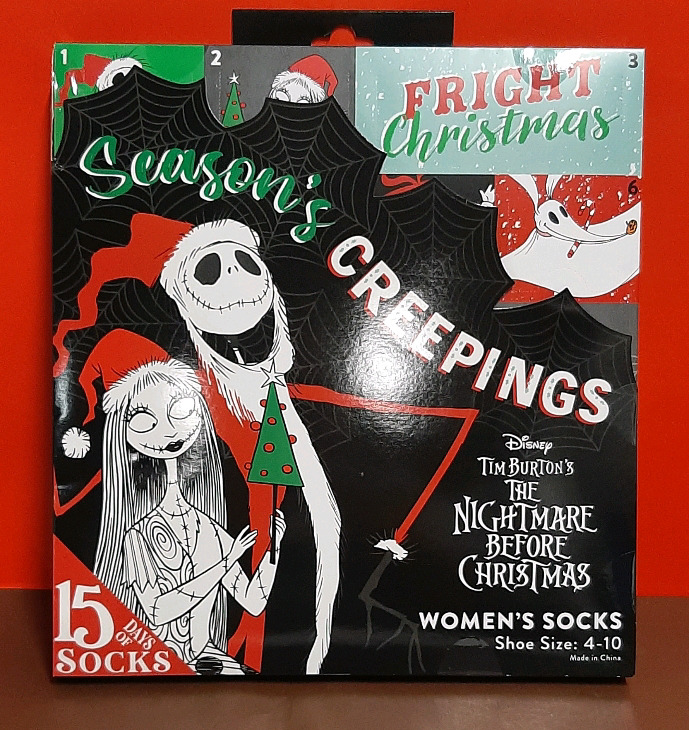 New in Sealed Box Disneys Nightmare Before Christmas Socks Advent Calendar.15 Days of Merry Scarey for Her Feet!