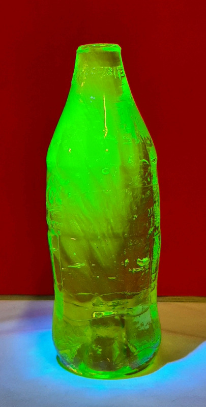 Vintage Vaseline Uranium Glass Coke Bottle Dump 7.5"