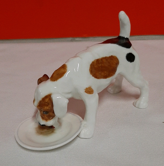 Vintage Royal Doulton Character Dog with Plate. 3" high Issued 1931-1985