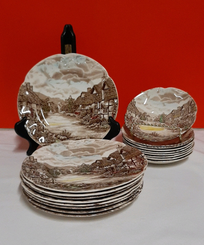 Vintage Johnson Bros Old English Countryside Salad Plates and Saucers 9 of each