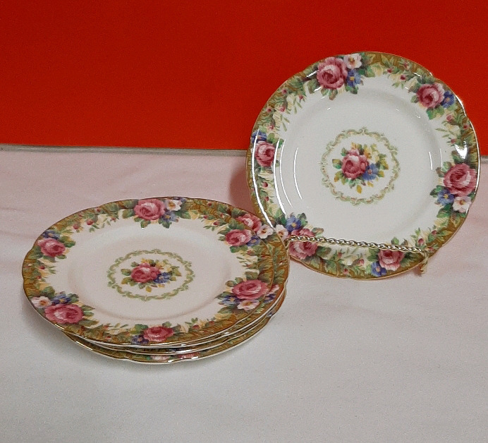 Vintage Paragon Tapestry Rose 5 Bread and Butter Plates