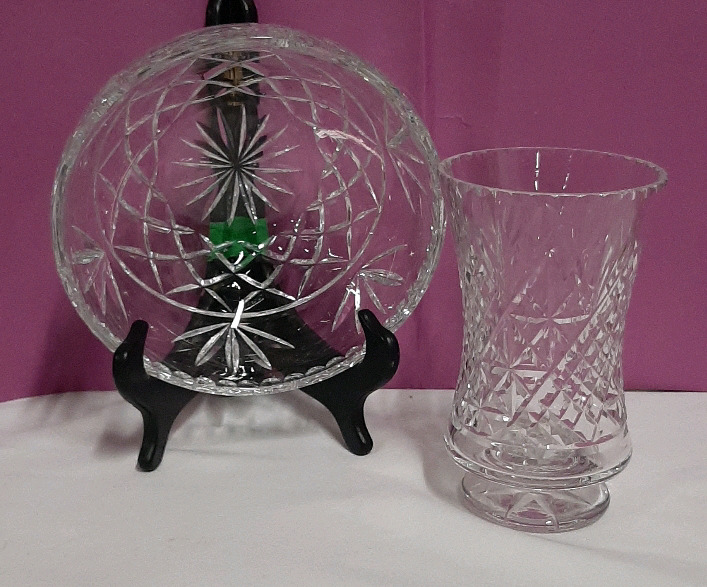 Vintage Crystal Bowl and Vase