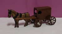 Amish Handcrafted Wood Horse and Buggy 6"