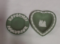 Vintage Wedgwood Jasperware Sage Ashtray and Heart Dish
