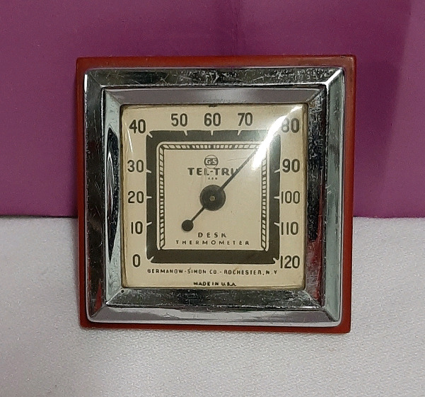 Vintage Art Deco Tel Tru Desk Thermometer