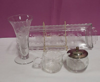 Vintage Cornflower 1 Rectangular Dish 1 Vase 1 Cream and Covered Sugar