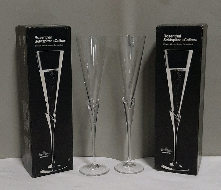 Vintage 2 Rosenthal Crystal Champagne Flutes 12"