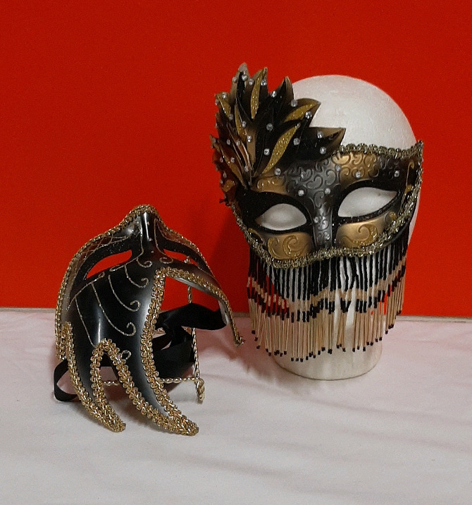 Vintage 2 Costume Venetian Masks. One with Glass Beads