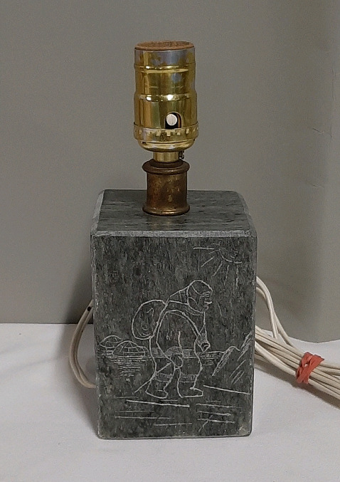 Stunning Carved Soapstone Lamp by Dimu