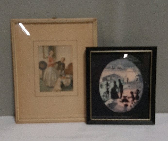 Vintage Print Under Glass of Man and Woman at Piano Vintage Print Hot Potato by Enid Elliot Winter