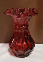 Vintage Fenton Cranberry Glass Vase 5.25"
