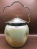 Antique Loetz Biscuit Barrel Uranium Glass 10.5 inches tall with handle - 2