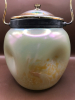 Antique Loetz Biscuit Barrel Uranium Glass 10.5 inches tall with handle - 5