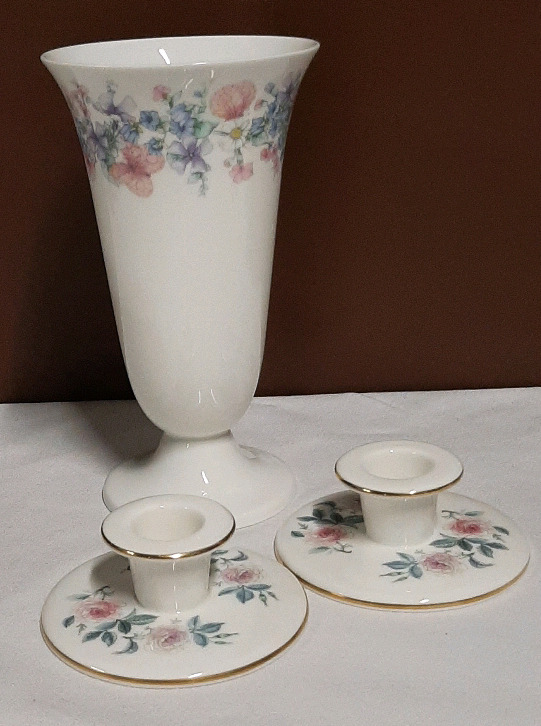 Vintage Wedgwood Angela Vase Wedgwood Mist Rose Candle Holders Vase 7"