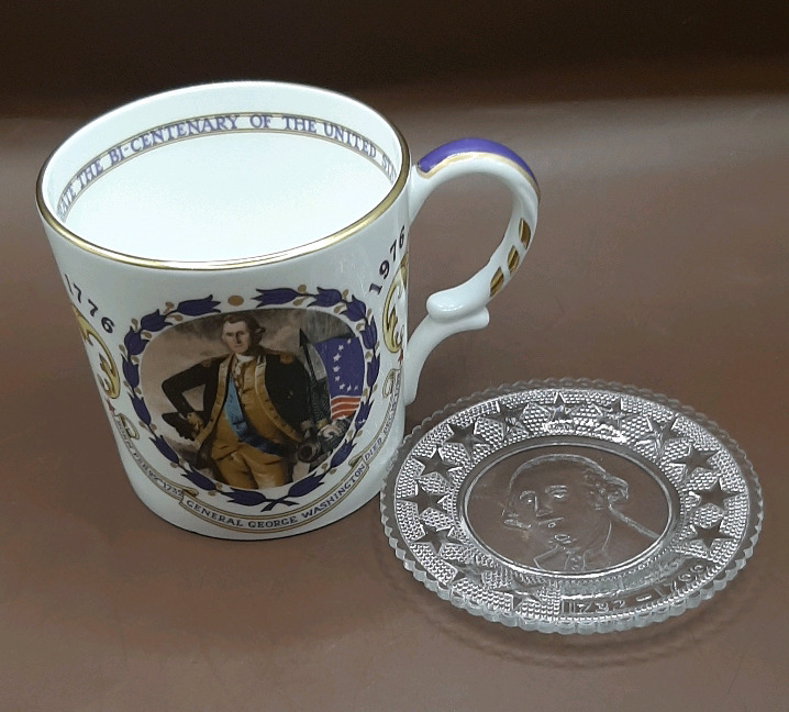 Vintage Commemorative Mug for the USA Bicentennial EAPG Miniature Plate Celebrating the Bicentennial