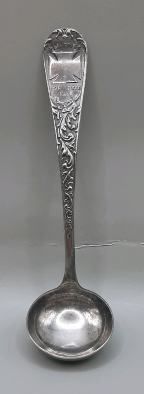 Antique Red Cross Silverplate Condensed Milk Ladle 5.5"