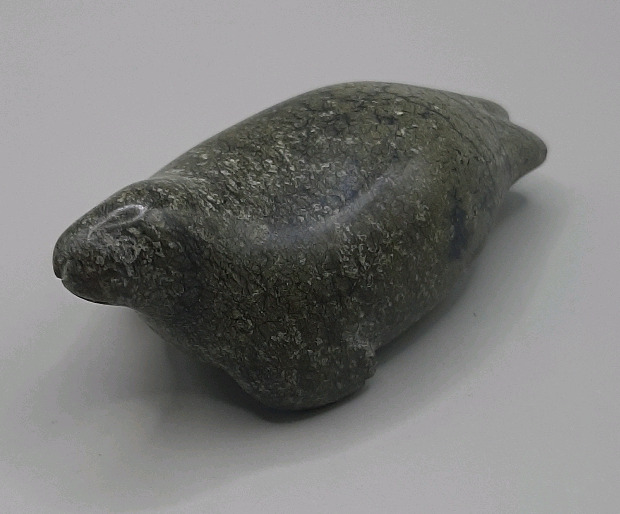 Vintage Inuit Soapstone Carving of a Seal Signed
