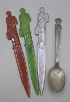 Vintage 3 Fuller Brush Letter Openers and a Charlie McCarthy Spoon