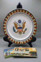 Antique American Patriotic Plate Circa 1880s 1 Packages of Gettysburg Postcards and a package of pictures of Gettysburg that you could mail out.