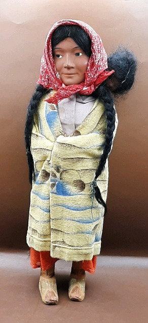 Spooky Indigenous Doll Circa 1920s to 1930s 11.75"