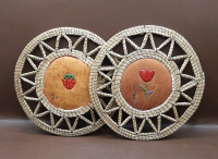 Vintage Birch Bark and Sweet Grass Quill Trivets 6.25"