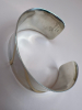 Wide Sterling Silver 14K Gold Artisan Signed Bracelet - 4