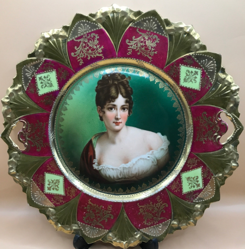 Antique Austrian Portrait Plate 10 inches wide