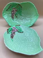Vintage Carlton Ware Foxglove Pedestal Dish & Leaf Dish 6 & 5 inches