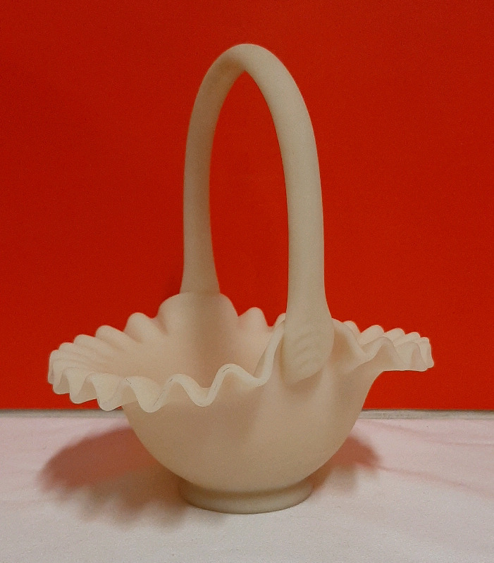 Vintage Fenton Custard Glass Basket 7"