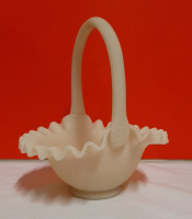 Vintage Fenton Custard Glass Basket 7"