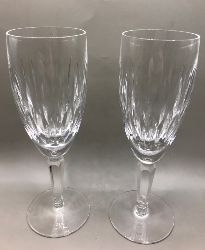 2 Waterford Crystal Noreen Champagne Flute 7.5 inch tall