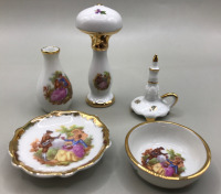 5 Limoges Miniatures Bowl Plate Vase Oil Lamp Candlestick 1.5 to 3 inches