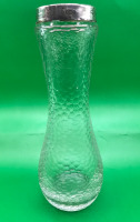 Antique English Martel Glass Vase with Sterling Silver Rim 6.5 inches tall